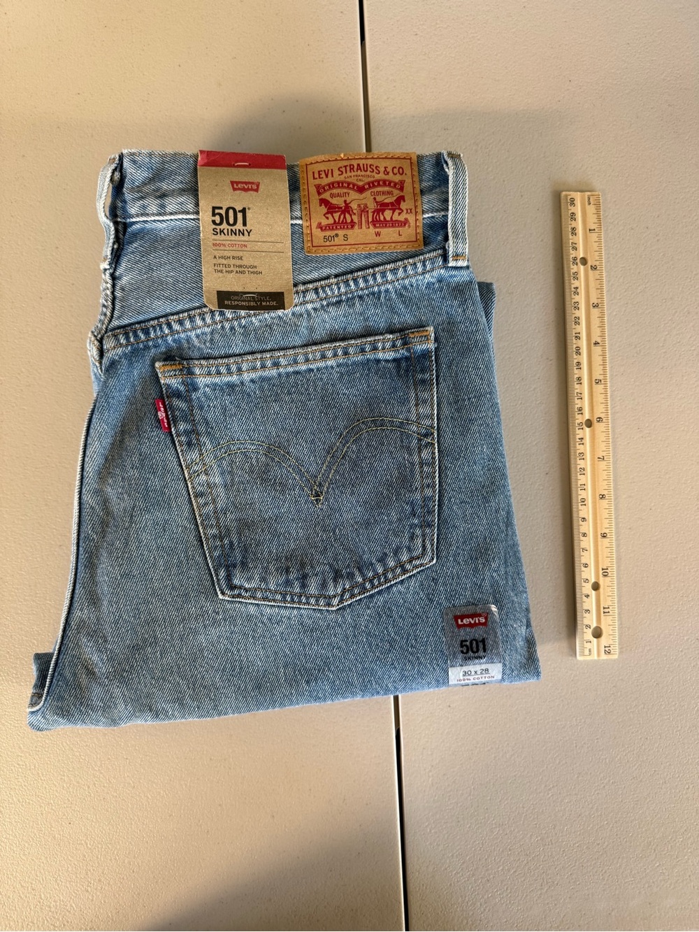 Levi's 501 Skinny Jeans — Light Blue Denim